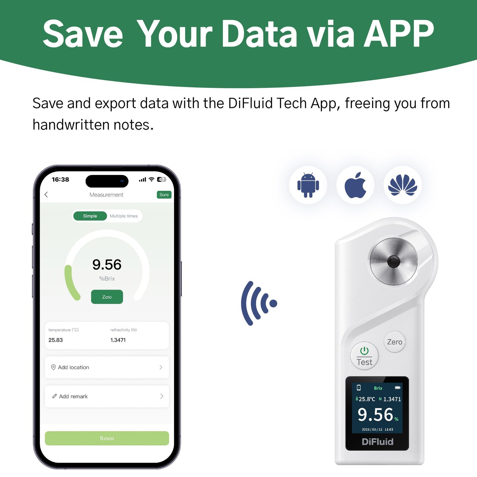 Sugar content refractometer, refractometer 0-32 Brix Wine refractometer for measuring the sugar content with ATC